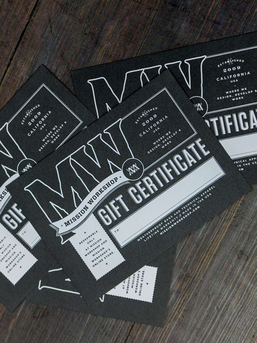 Digital Gift Cards by Mission Workshop - Weatherproof Bags & Technical Apparel - San Francisco & Los Angeles - Built to endure - Guaranteed forever